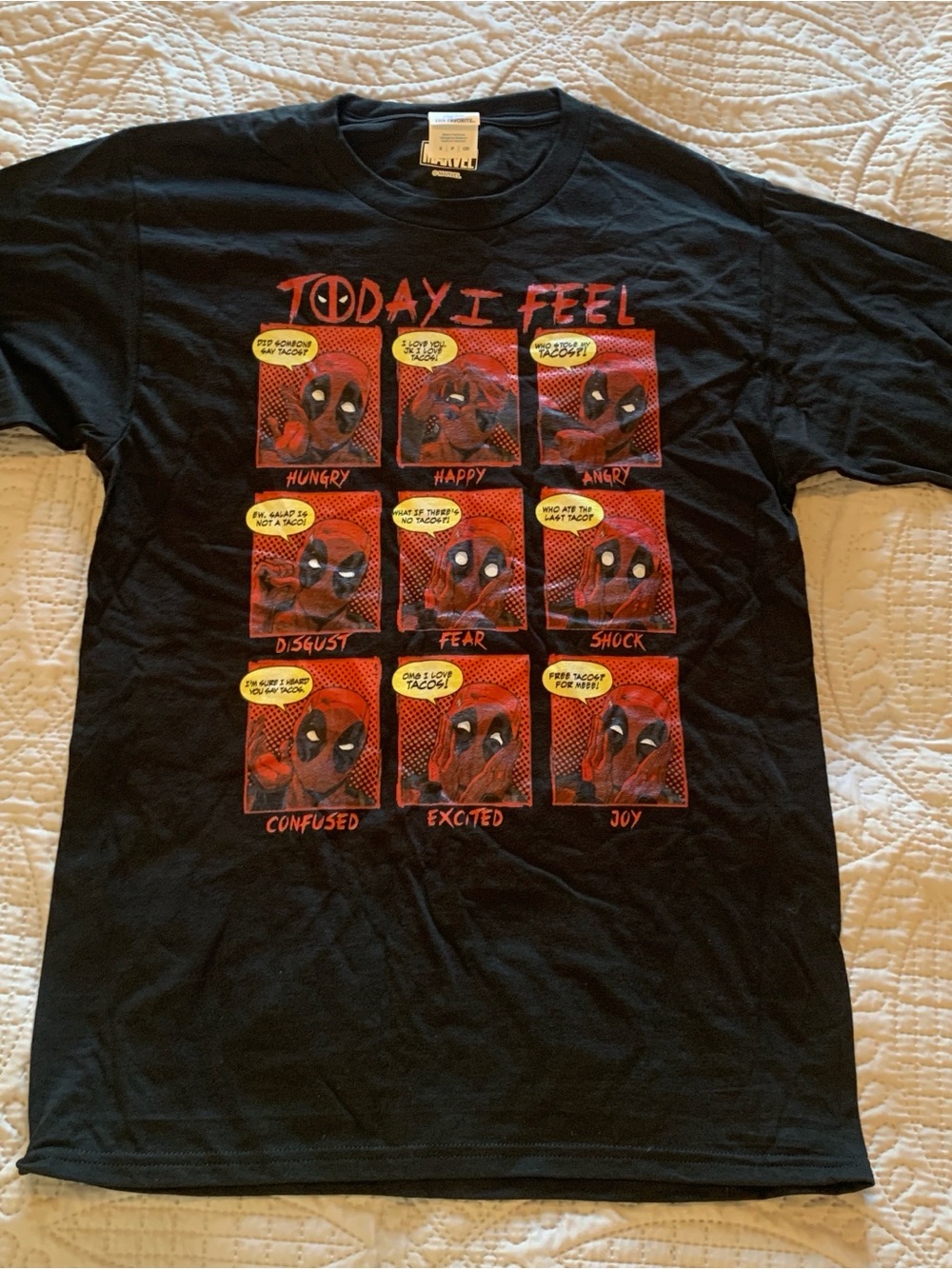 Marvel Deadpool 'Today I Feel' Black and Red Graphic Tee